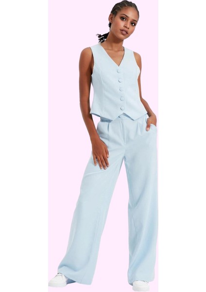 Kadın Yüksek Bel Wide Leg Pantolon Finike Dokuma Kumaş Çift Cepli Rahat Günlük Özel Günler fiyatları