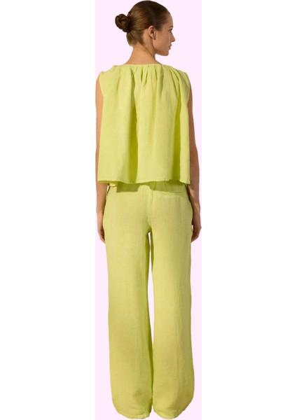 Kadın Yazlık Keten Wide Leg Pantolon Yüksek Bel Düz Desen Günlük Stil Yaz Aylarının Vazgeçilmezi modelleri