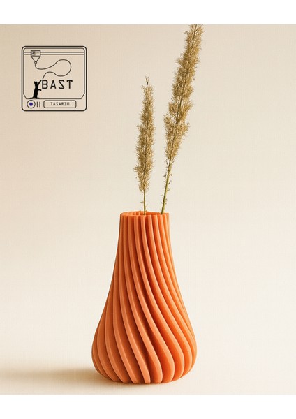 Bast Tasarım Luniva – 3D Yazıcı Üretimi Spiral Tasarımlı Turuncu Vazo (15 Cm, Modern Masa, Salon ve Ofis Dekorasyonu Için fiyatları
