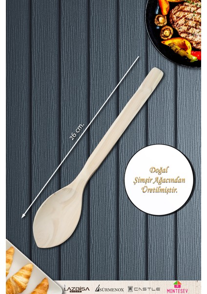 Doğal Şimşir Ağacı Ahşap Tahta Kaşık Spatula Seti Ağaç Kaşık (4lü Set) fırsatları