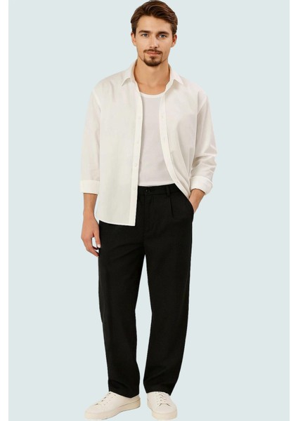 Erkek Dokuma Poliviskon Pantolon Nefes Alabilir Wide Leg Regular Boy Yaz Aylarının Vazgeçilmezi fiyatları