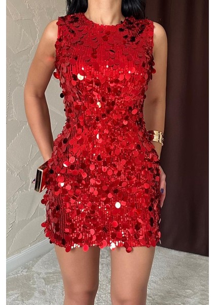 Kırmızı Payetli Elbise modelleri