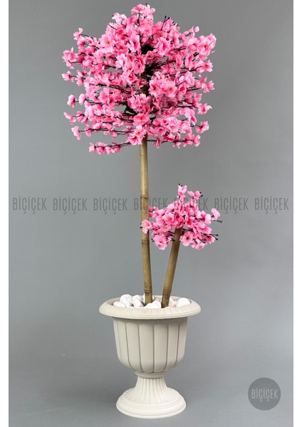 Yapay Ağaç Doğal Bambu Gövdeli Japon Ağacı Pembe Bahar Dalı Ağacı 125CM