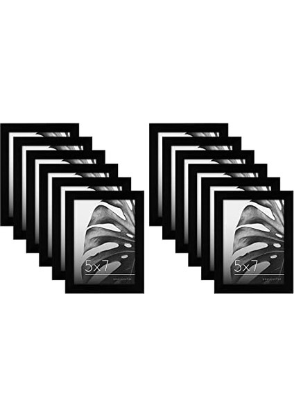 12 Parça 5x7 Galeri Duvar Resim Çerçevesi Seti Siyah - Cilalı Pleksiglas ile Kompozit Ahşap - Duvar ve Masa Üstü Için Yatay ve Dikey Biçimler modelleri