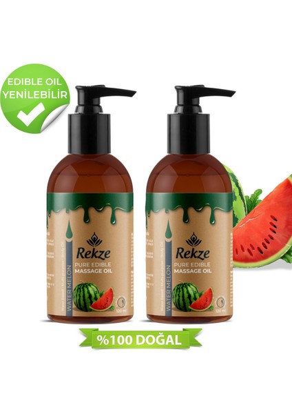 Doğal2 Adet Karpuz Özlü Duyusal ve Yenilebilir Masaj Yağı 120 ml