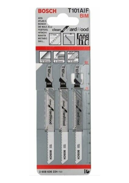 Bosch Dekupaj Bıçağı Cleanfhardwo T101AIF 3'lü