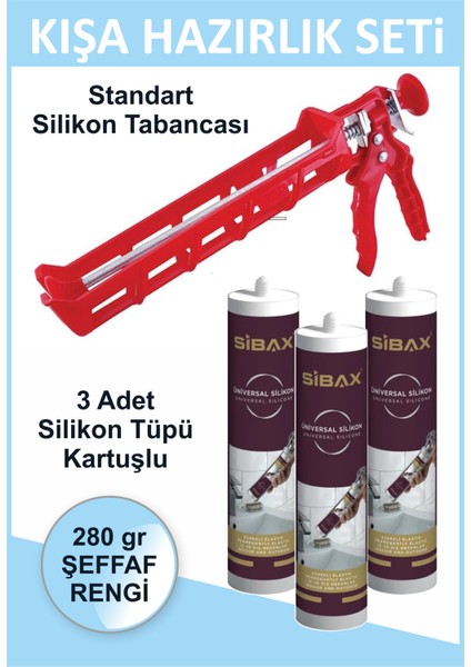 Pencere Kapı Silikonu. Sızdırmaz. Iç-Dış Mekan 280 gr 3 Adet - Tabanca Hediyeli