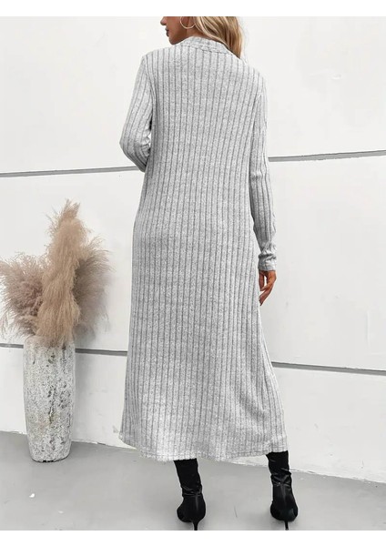 Kadın Uzun Kollu Yarı Balıkçı Yaka Şardonlu Dalgıç Elbise ve Uzun Hırka Ikili Takım fırsatları