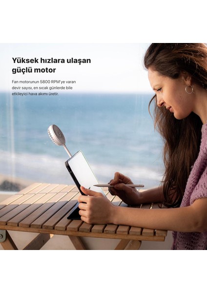 Manyetik Fan Taşınabilir Vantilatör USB Type-C Şarj Edilebilir Ultra Sessiz 3 Hız Kademeli Soğutucu Magsafe Telefon Fanı X6104 Beyaz