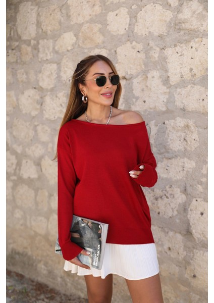 Kadın Uzun Kollu Tek Omuzu Açık Akrilik Bluz fiyatları