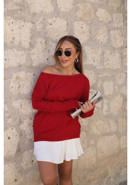 Kadın Uzun Kollu Tek Omuzu Açık Akrilik Bluz modelleri