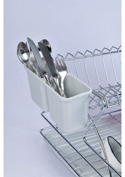 Delux Paslanmaz Çift/iki Katlı Krom Kaplama Bulaşıklık Bulaşık Sepeti/bulaşık Kurutma Sepeti