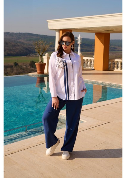 Büyük Beden Göğsü Nakış ve El Işli Gömlek fiyatları