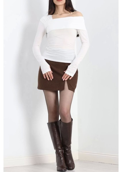 Tek Omuz Sandy Bluz Beyaz - 20851.1892. fırsatları