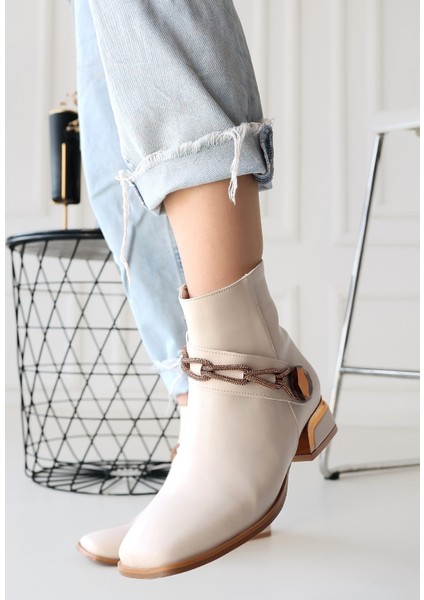 Bernishoes Roxani Bej Cilt Topuklu Bot modelleri