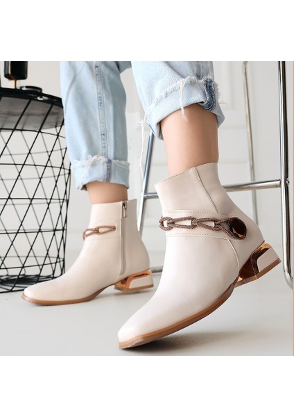 Bernishoes Roxani Bej Cilt Topuklu Bot fırsatları