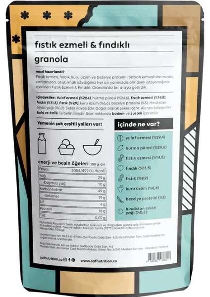 Fıstık Ezmeli & Fındıklı Granola fiyatları