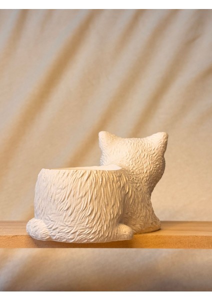 Kedicik Seramik Saksı | Boyanabilir El Yapımı Beton Tozu Obje indirimleri