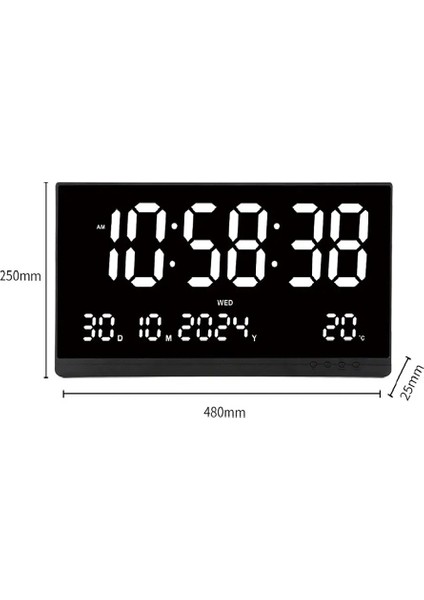 21 Inç Büyük Dijital Duvar Saati USB ile Çalışan Zaman Takvimi 12/24 Saat Zaman/gün/ay/yıl/sıcaklık Göstergesi Elektronik LED Çalar Saat