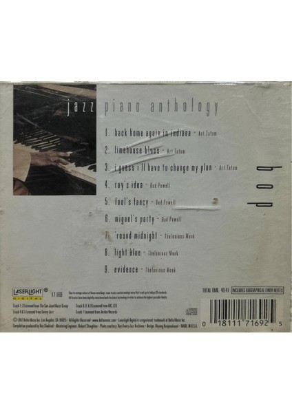 Dikkat CD Jazz Piano Anthology Art Tatum Bud Powell Thelonious Monk CD fiyatları
