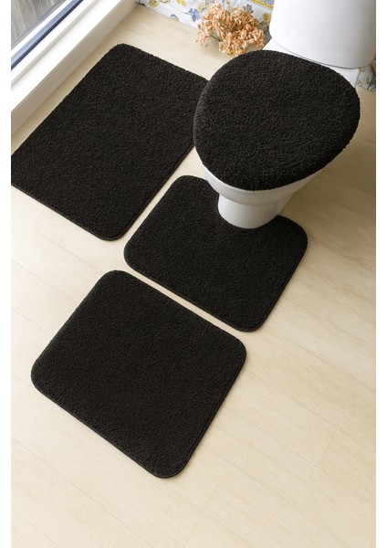 4 Parça Yıkanabilir Kaymaz Taban Banyo Paspas Seti Shaggy