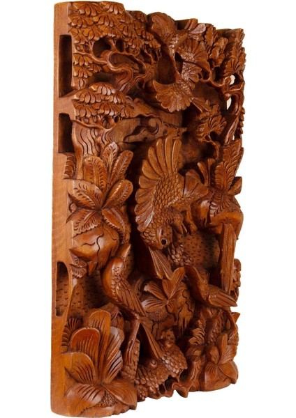 Tek Parça El Yapımı Oyma Tablo Doğal Ahşap Sanatı 33 cm x 48 cm fiyatları