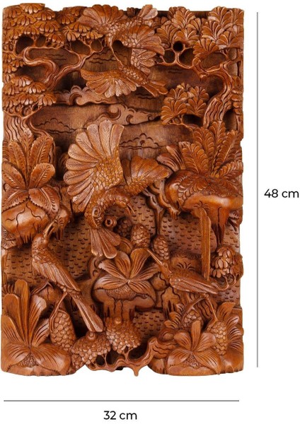 Tek Parça El Yapımı Oyma Tablo Doğal Ahşap Sanatı 33 cm x 48 cm modelleri