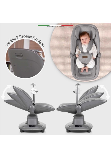 Materno Premium Elektrikli Otomatik Sallanan Ana Kucağı Kademeli Gri modelleri