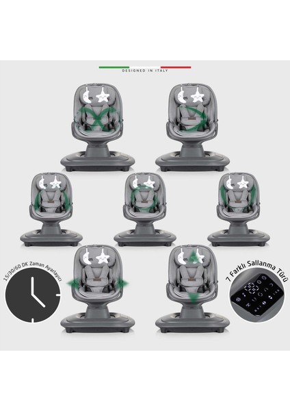 Materno Premium Elektrikli Otomatik Sallanan Ana Kucağı Kademeli Gri fırsatları