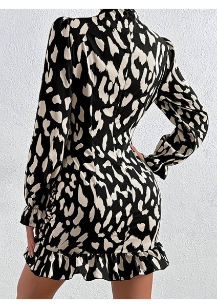 Kadın Uzun Kollu Balıkçı Yaka Yanlardan Büzgü Detaylı Kısa Dalgıç Elbise modelleri