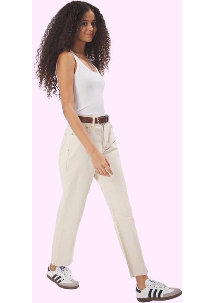 Kadın Yüksek Bel Straight Jean Pantolon Pamuk Denim Günlük Stil Yaz Aylarının Vazgeçilmezi fiyatları