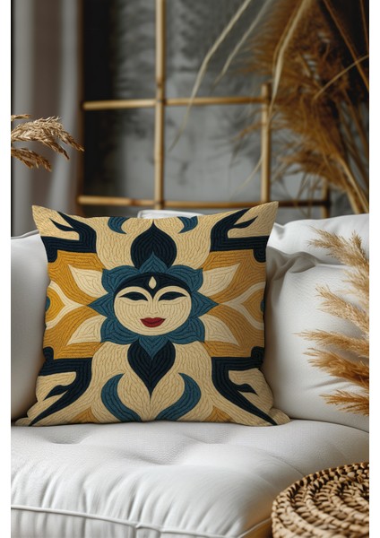 2’li Nakış Desenli, Çift Taraflı Baskı, Dekoratif Kırlent Kılıfı Seti – Bohem Stil, Fermuarlı modelleri