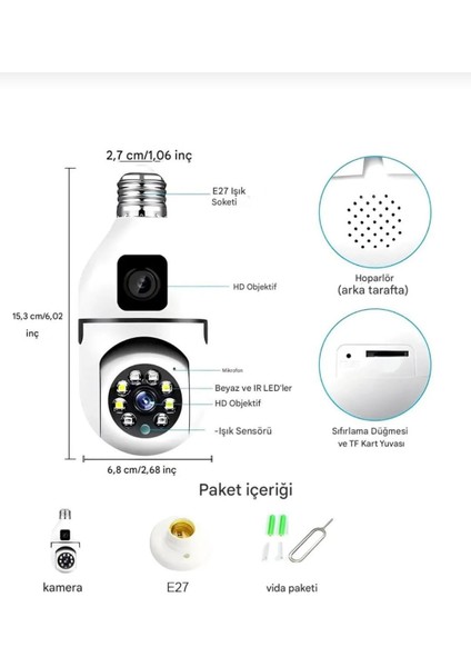 4mp Ip 1080P Çift Kameralı Ev Güvenlik Kamerası Cmr-40 Türkçe Uygulamalı