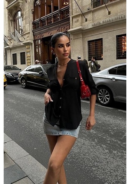 Poulina Flamlı Keten Gömlek 3257-08