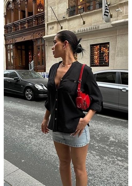 Poulina Flamlı Keten Gömlek 3257-08 fırsatları