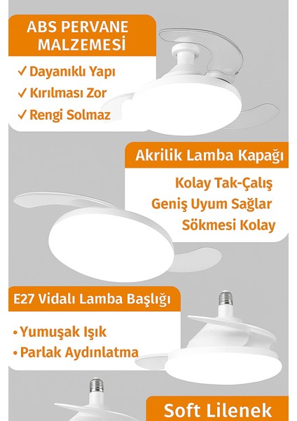 Katlanabilir LED Tavan Vantilatörü – Sessiz, Akıllı ve Kumandalı Aydınlatma 22.5''