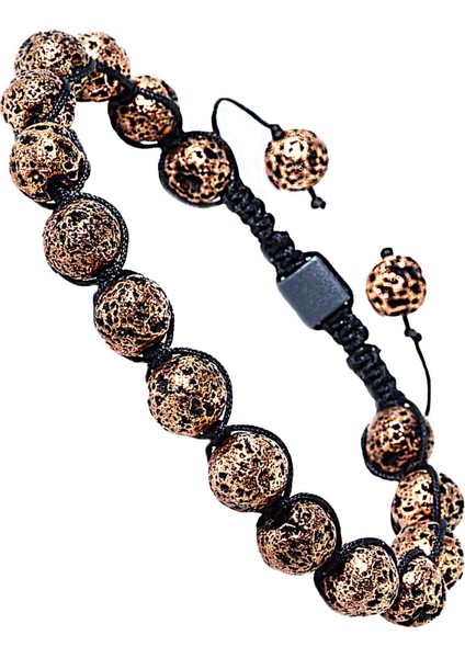 Doğal Volkanik Lav Taşı Bileklik, Sertifikalı, Kahverengi, Şık ve Enerji Dolu Takı