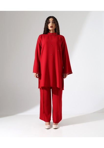 Taşlı Davet Krep Tunik Takım