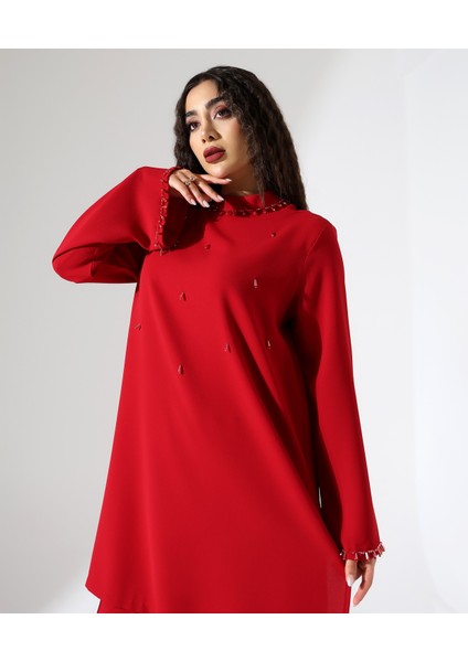 Taşlı Davet Krep Tunik Takım