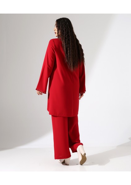 Taşlı Davet Krep Tunik Takım