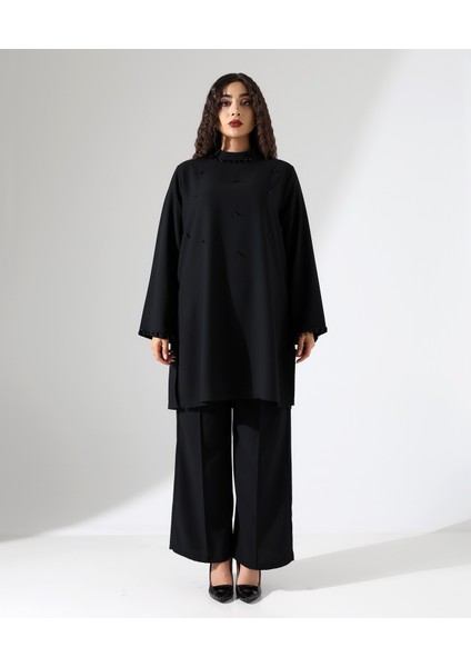 Taşlı Davet Krep Tunik Takım