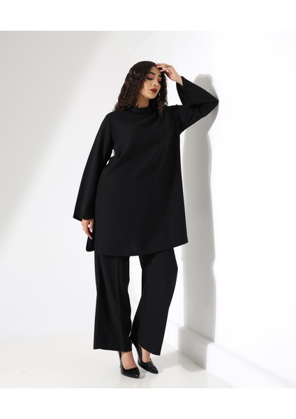 Taşlı Davet Krep Tunik Takım
