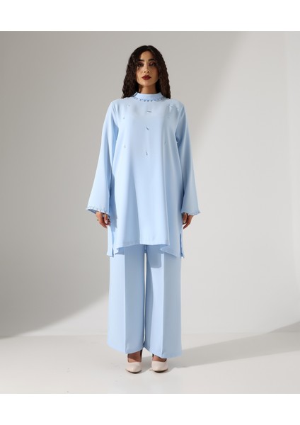 Taşlı Davet Krep Tunik Takım