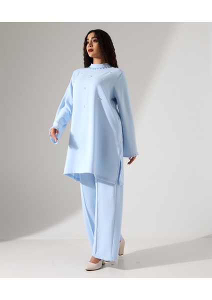Taşlı Davet Krep Tunik Takım