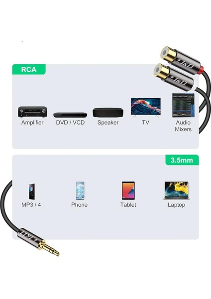 Uk - 3,5 Mm-G-2rca-M-All 6m. Audio Cable, Ses ve Görüntü Kablosu, J&d Kablo fırsatları