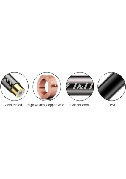 Uk - 3,5 Mm-G-2rca-M-All 6m. Audio Cable, Ses ve Görüntü Kablosu, J&d Kablo