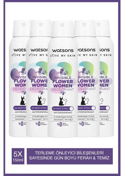 Invisible Flower Deodorant Sprey 5x150ml
