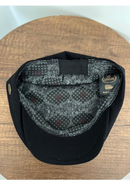 Siyah Yazlık Keten London Kasket (Arkası Lastikli) modelleri