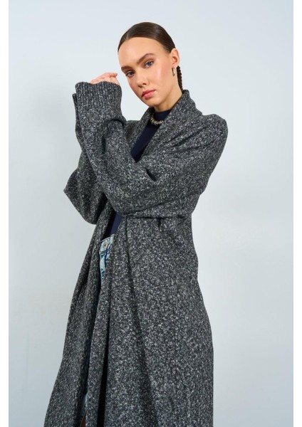 Önü Açık Şal Yaka Hırka - Siyah fırsatları