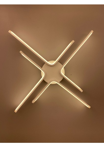 Yüksek Aydınlatmalı Kuzey Yıldızı Model Beyaz Tavan Plafonyer LED Avize, 3 Renk Aydınlatma